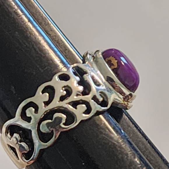 Intricate Sterling Silver Ring with Purple Stone Cowgirl Southwest Jewelry - Picture 4 of 5